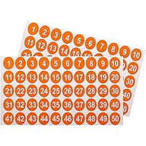 Amazon | uxcell 2枚 丸い数字ステッカー 1-50 ビニール連番ラベル